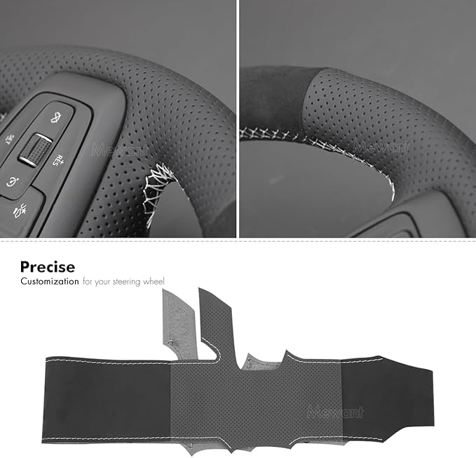 MEWANT Hand Stitch Car Steering Wheel Protector Wrap Cover for GMC Sierra 1500 2019-2023 / Sierra 1500 Limited 2022 / Sierra 2500 2020-2024 / Sierra 3500 2020-2024 / Yukon (XL) 2021-2023 Accessories