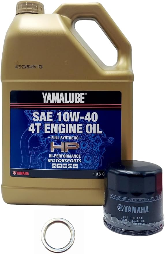 Yamaha V-STAR 1300 (2010-2017) all Models Oil Filter Change Kit Yamaha Part# 5GH-13440-90-00 Supercedes Part# 5GH-13440-80-00 and 1 Gallon Hi Performance Full Synthetic LUB-10W40-FS-04