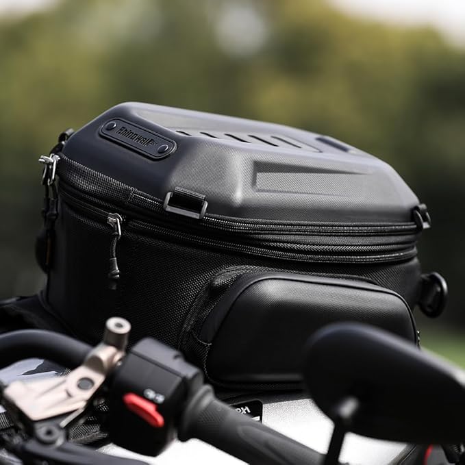 Rhinowalk Motorcycle Tank Bag, 15-18L Expandable Motorcycle Storage, Waterproof All Weather-Matte Black
