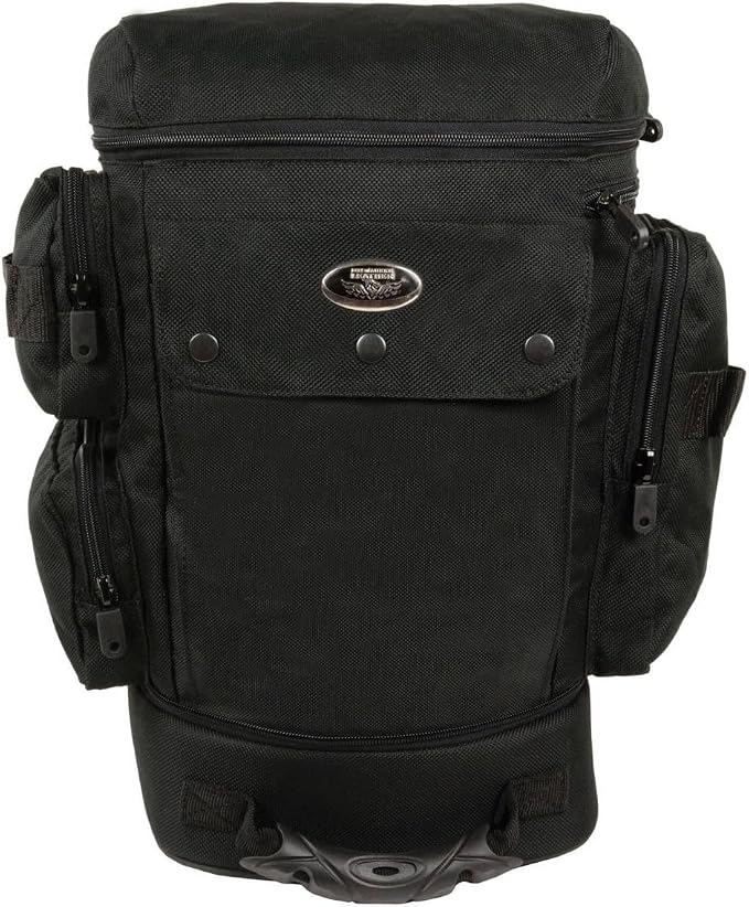 Milwaukee Leather SH688 Large Black Retractable Nylon Sissy Bar Motorcycle Bag with Luggage Handle - Large