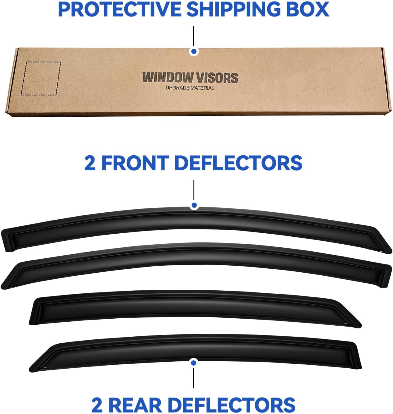 Window Visors Rain Guards for 2013 2014 2015 2016 2017 2018 2019 2020 Ford Fusion, Out-Channel Window Vent Wind Deflectors Visors Shades for 13-20 Fusion