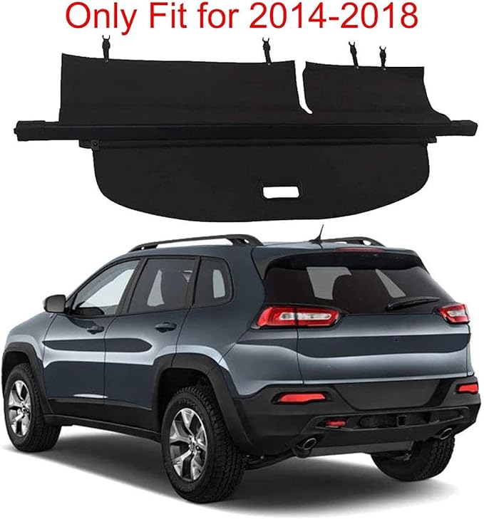 Cargo Security Rear Trunk Cover Retractable Compatible with 2014-2018 Jeep Cherokee Cargo Cover Black by Kaungka( NOT FIT for 2019 2020 Jeep Cherokee)