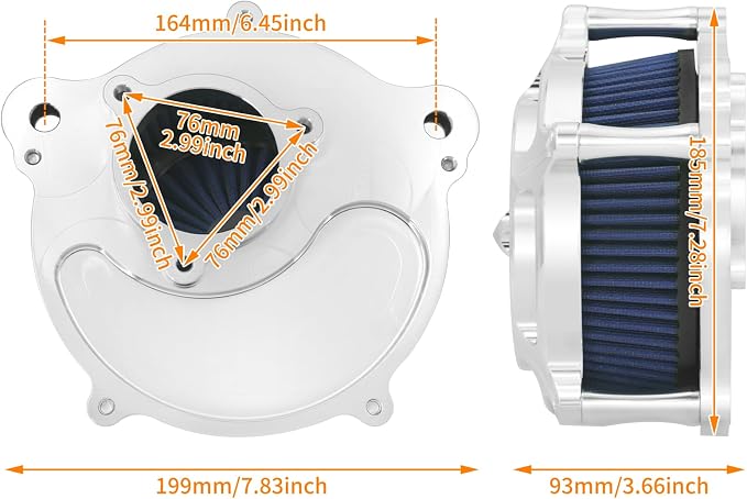 Air Cleaner Filter Aluminum Fit for Harley Touring Road King Street Glide Softail (Chrome Housing Blue Element, D For M8 Touring 17-23 Trike 17-25 Softail 18-24)