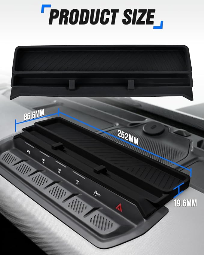 ROADER Bronco Center Console Organizer Compatible with 2021-2025 New Ford Bronco Interior Accessories, Dashboard Behind Screen Storage Tray with Phone Holder Dash Organizer-Black