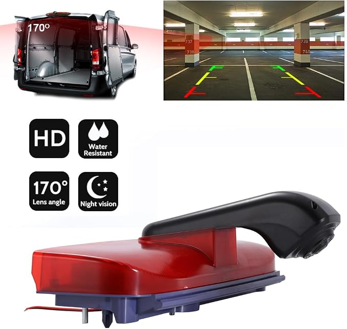 Car Third Roof Top Mount Brake Lamp Light Rear View Reverse Parking Camera,Replacement for Van Ford Transit Connect 2 II/XL Cargo Titanium Passenger Wagon 2014-2022(Part Number: DT11-13R601-AE)