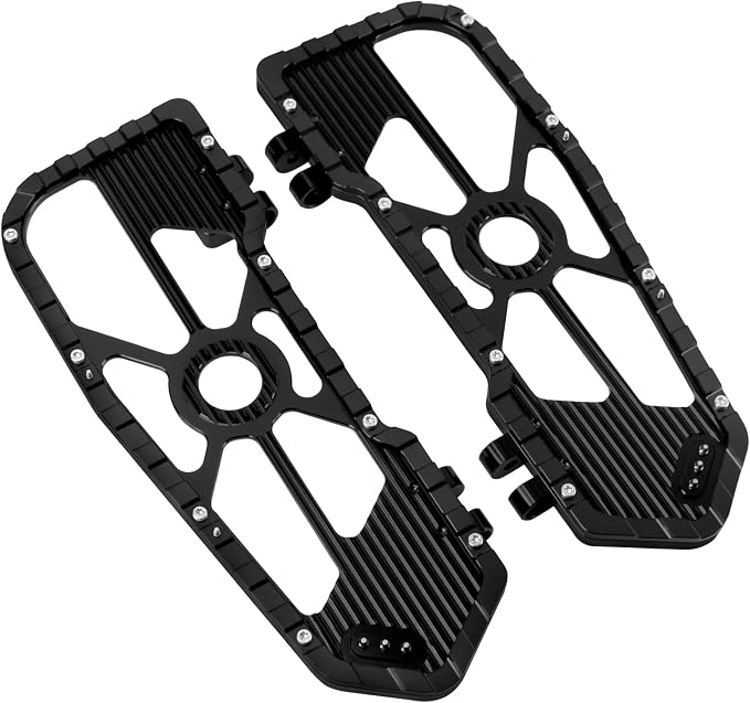 Motorcycle Floorboards Driver Footboards Wide Foot Pegs Board Pedal Compatible with Touring Electra Road Street Glide Softail Road King Black Edge