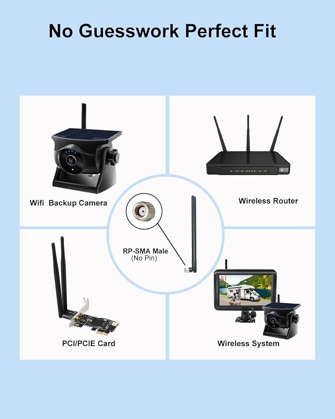 1080P Magnetic Wireless Backup Camera with Foldable 5dBi Magnetic Truck RV WiFi Antenna