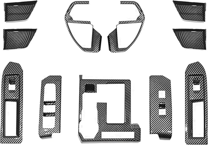 Muslogy Interior Trim Kit Cover 11PCS Compatible with 2024 2025 2026 Toyota Tacoma&2025+ 4Runner Steering Wheel Center Console Window Switch Inner Door Cover(Not Fit 2Door Tacoma)(Glossy Carbon Fiber)