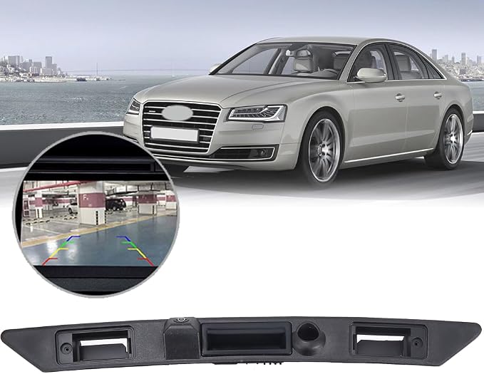 Vehicle HD Car Rear View Camera Trunk Handle with Night Vision Backup Parking Camera Replacement for Audi A3 A4 Avant A5 S5 RS5 A6 A8 S8 Quattro Seat Exeo 3R2 (No.LS8001A)