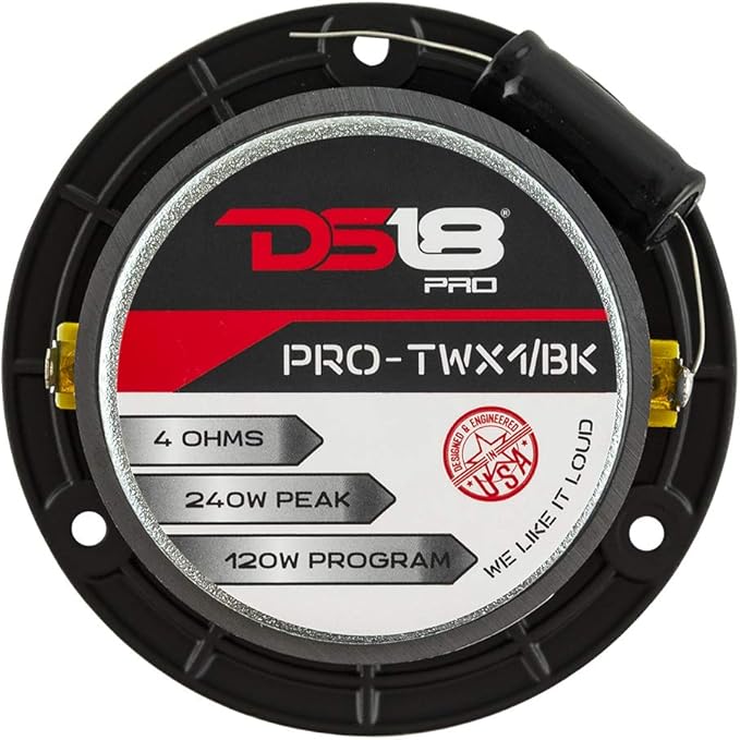 DS18 PRO-TWX1 Aluminum Super Bullet Tweeter 1", 240W Max, 4 Ohms, Built in Crossover - PRO Tweeters are The Best in The Pro Audio and Voceteo Market (2 Speakers Included)
