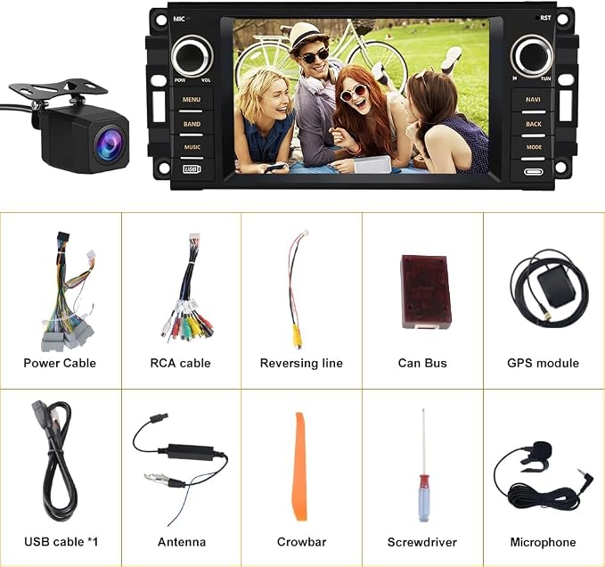 AWESAFE Car Stereo for Jeep Wrangler Jeep Patriot Compass Dodge Ram 1500 2500 3500, 7 Inch Android 13 Jeep JK Carplay Android Auto Bluetooth GPS Navigation Touch Screen Head Unit with Backup Camera