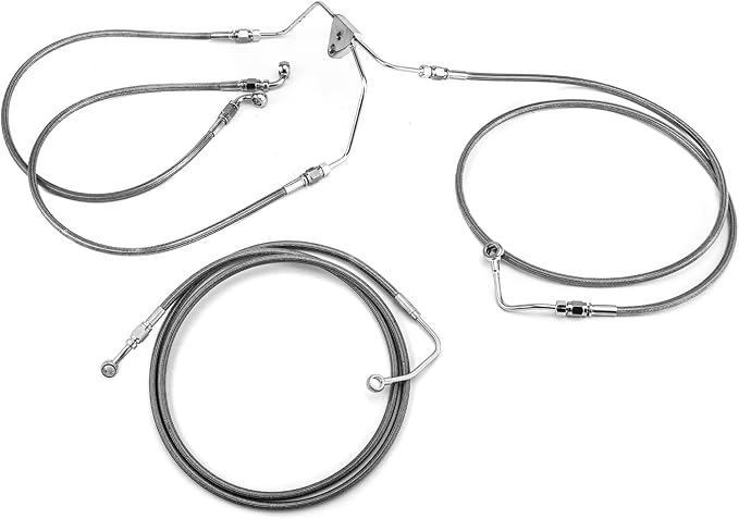 Mofun Extended Upper and Lower Hydraulic ABS Front Brake Line Compatible with Harley Touring ABS Street Electra Road Glide Road King 2009-2013, Fit 16"-18" Handlebar Black