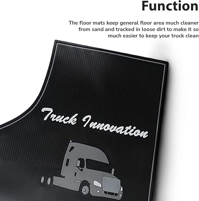 FIT Freightliner Cascadia Floor Mat Set Rubber Black & Gray fits with Cargo Liners 2008 2009 2010 2011 2012 2013 2014 2015 2016 2017 Truck Models Front Set for Standard Transmission (FT615)