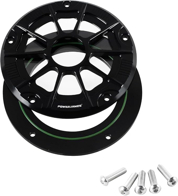 POWER JAMES Black 7.7" Visible Derby Cover Primary Clutch Cover with Tranparent Acrylic PC Glass Fits for Harley Davidson 2016-2024 Touring FLHX, FLHR, FLTR (Black)