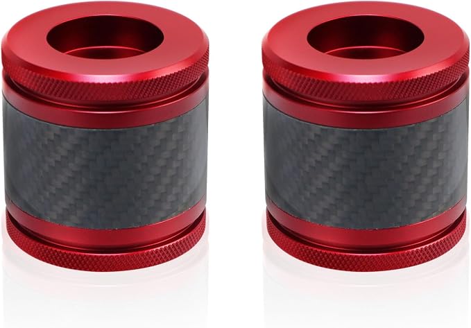 Crash Bar Sliders End Caps CNC Carbon Fiber Inlay Decorative Sliders Fits for 1.25" Front Engine Guard Rear Saddlebag Guard CNC 60mm (Red)