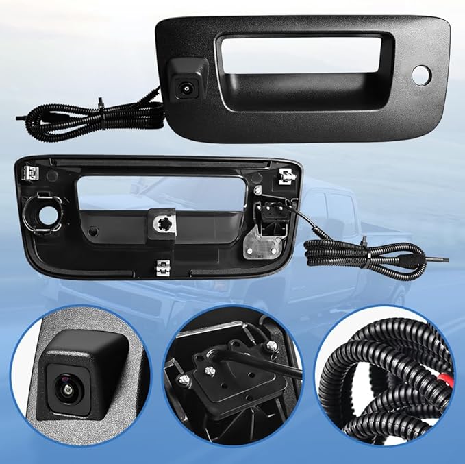 Rear Tailgate Handle Backup Camera Compatible with 2007-2013 Chevy Silverado/GMC Sierra 1500 2500HD 3500HD Tailgate Reversing View Park Assist Camera Replaces 22755304 180°Wide Angle