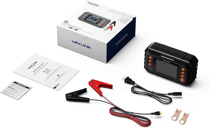WAVLINK 280W Smart Battery Charger, Max. 20A Trickle Charger with LCD Display, for 6V/12V/24V Lead-Acid/Lithium/LiFePO4 Batteries, Battery Maintainer and Desulfurizer for Cars,Boats, Motorcycles
