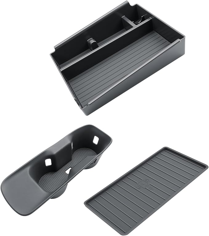 SKTU 3Pack 2026 Sentra Center Console Organizer 2026+ Sentra (S/SV/SR/SL) Console Tray & Cup Holder & Wireless Charging Mat Nissan Sentra 2026 Accessories ABS Tray with Coin and Sunglasses Holder
