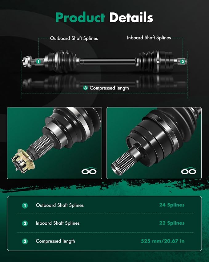 SCITOO CV Axle Shaft Assembly Rear Left Right Fits 2003-2005 for Honda Rincon 650, 2006-2022 for Honda Rincon 680