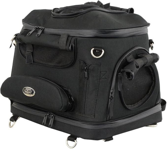 Milwaukee Leather MP8103 Large Black Heavy Duty Textile Motorcycle Pet Carrier Sissy Bar Bag - Large