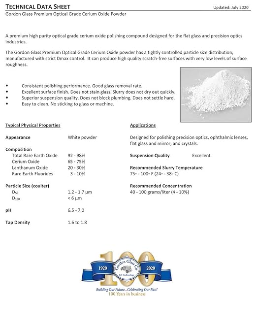 Gordon Glass™ Optical Grade High Purity Cerium Oxide Polishing Compound - 8 Oz