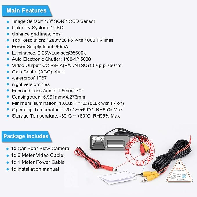 Car Reversing System Parking Assistance-Waterproof Trunk Handle Reversing Camera, for Mercedes Benz A C GL GLA GLC ML M V Class Vito Kasten Tourer W447 W448 V250 W166 X156 GLA200 S205 A180 C117 W176