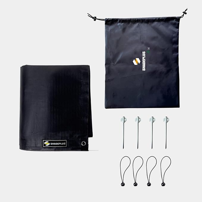 RV Awning Sun Shade Screen 8'x16'3''(Fit for 17' Awning),Black Mesh Shade Screen with Zipper,Universal Trailer Camper Awning Screen with Complete Kits,Improves Shadow and Privacy.