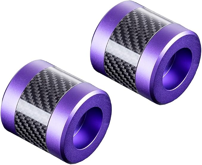 Advanblack ProTek Machined 1.25" Crash Bar Sliders Decorative Wheel Rotatable End For Front Engine Guard Harley Saddlebag Guards (Purple CNC w/Carbon Inlay)
