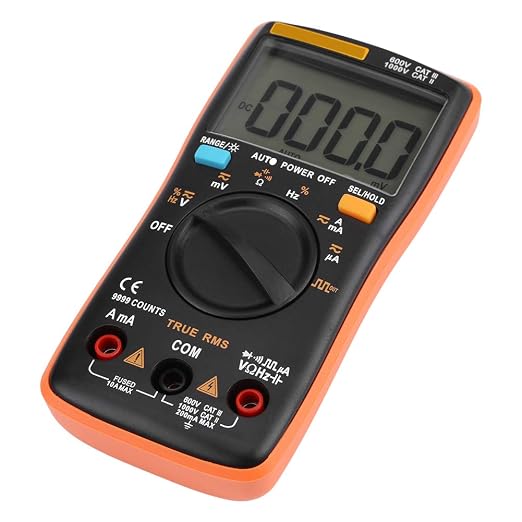 Multimeter, AN8008 True-RMS Digital Multimeter AC DC Voltage Ammeter Current Ohm Meter Ranging Fast Accurately Measures Voltage with Bag