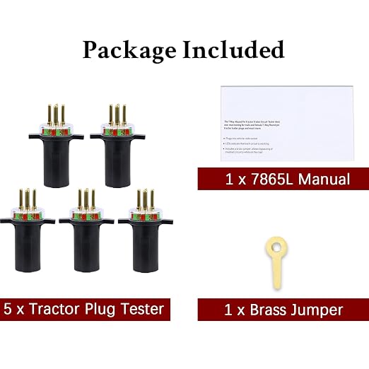7-Way Round Pin Trailer Truck Circuit Plug Tester Replace 7865L | LED Indicators, Durable & Accurate Diagnostic Tool for Truck Drivers & Mechanics 5 Pack