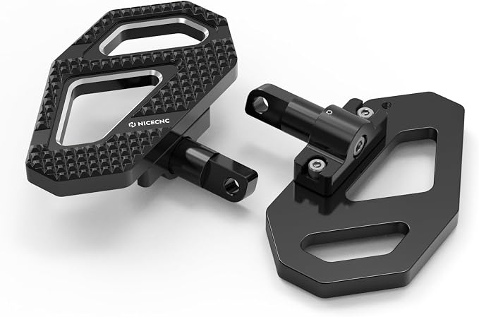 NICECNC Black Rear Enlarged Passenger Footboard Aluminum Foot Pegs Compatible with Harley Road King Special FLHRXS 2017-2024, Replacement for 50208-04, See Fitments