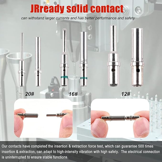 JRready ST5257-PRO Deutsch Connector Tool Kit for 4#8#16#12#20# Solid/Stamped Contacts + ST6259 Gold-Plated DT Solid Terminal Contact Size 16 30 PCS Male 0460-215-1631 and 30 PCS Female 0462-209-1631