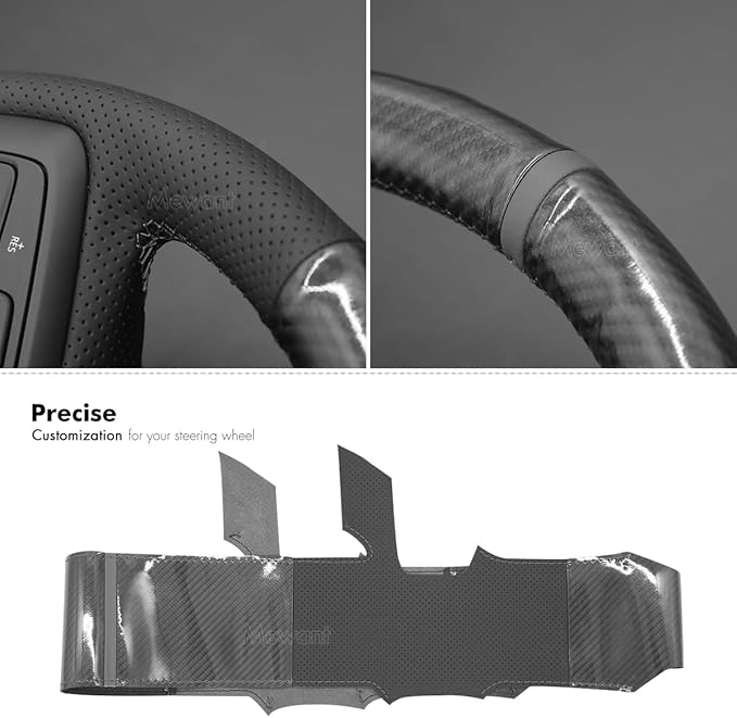 MEWANT Hand Stitch Car Steering Wheel Protector Wrap Cover for GMC Sierra 1500 2019-2023 / Sierra 1500 Limited 2022 / Sierra 2500 2020-2024 / Sierra 3500 2020-2024 / Yukon (XL) 2021-2023 Accessories