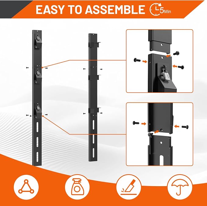 Weed Eater Rack for Trailer, 3 Place Heavy Duty Rust-Proof Weedeater Racks, Trimmer Rack for Open Trailer Truck with Combination Locks
