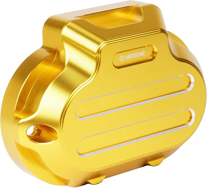 NICECNC Gold Transmission Side Cover Aluminum Compatible with Harley Electra Glide Standard FLHT 2017-2020, CVO Road Glide FLTRXSE 2017-2020, Replacement for 25800057, See Fitments