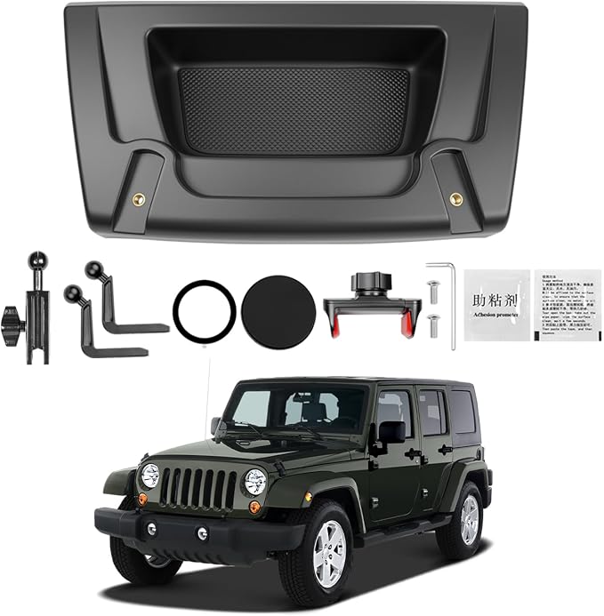 Dashboard Phone Holder Compatible with 2011-2017 Jeep Wrangler JK JKU Center Console Organizer Dashboard Phone Multi-Mount Kit for Wrangler JK Accessories(JK 2011-2017)
