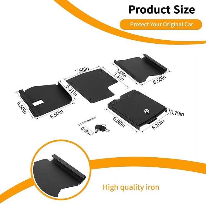 Hoolcar Center Console Armrest Locking Storage Safe Box Armrest Organizer Vault Safe Box with Key Compatible with Jeep Wrangler JL JLU 2018-2024, Interior Accessories