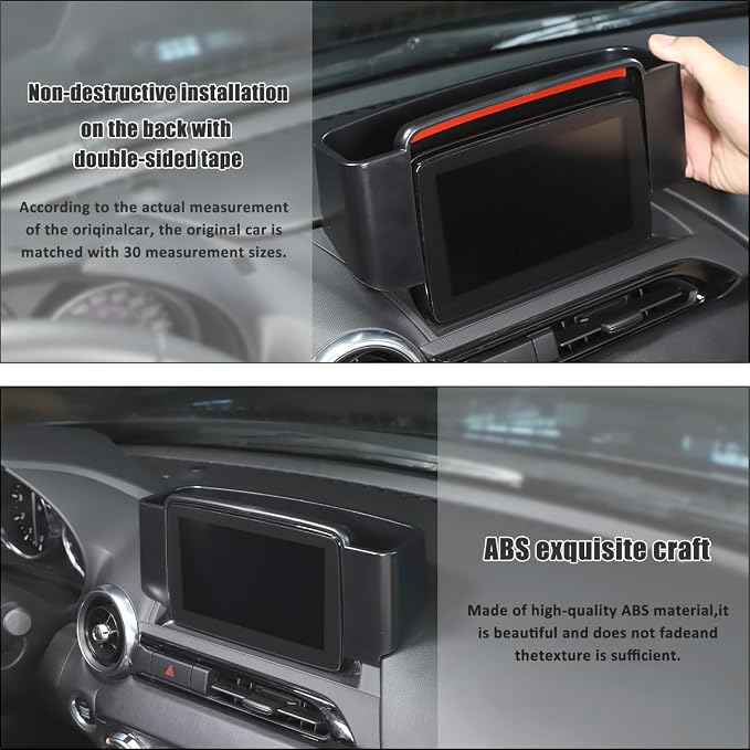 ABS Car Center Console Insert Organizer Storage Tray for Mazda MX-5 ND 2015-2023 Navigation Screen Rear Storage Tray Organizer Accessories