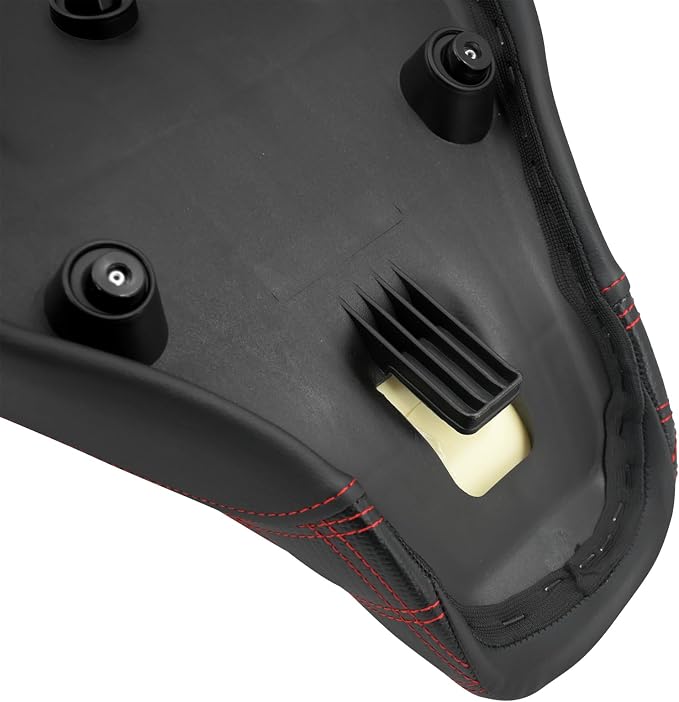 One-Piece Driver Passenger Seat Motorcycle 2-Up Seat Fit for Harley Sport Glide FLSB Low Rider FXLR FXLRS FXLRST 2018-later (Red Stitching)
