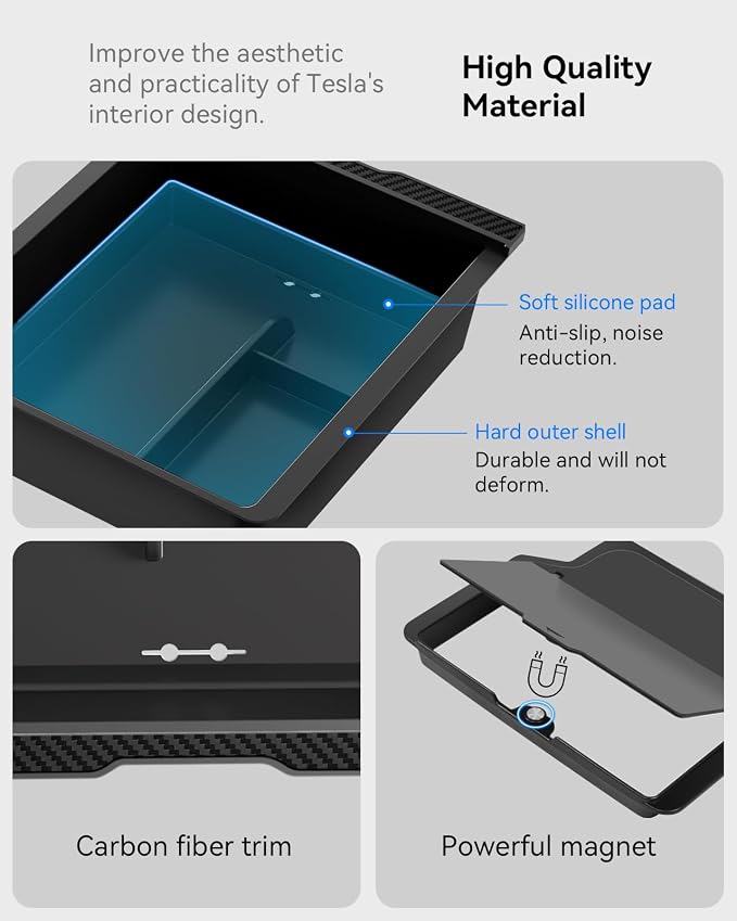 for Tesla Model Y Juniper Accessories (2025-2026) Center Console Organizer, Slide Smoothly Wear-Resistant Easy to Clean for Model 3 Highland 2024-2026, 4 PCS