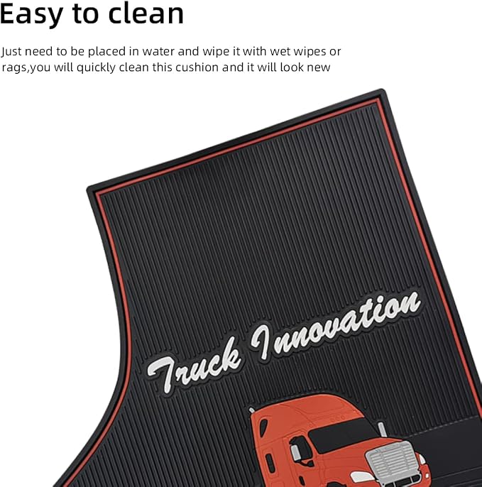FIT Freightliner Cascadia Rubber Front Floor Mats Set Black & Red fits with Cargo Liners for 2008 2009 2010 2011 2012 2013 2014 2015 2016 2017 Models with Standard Transmission (FT616)