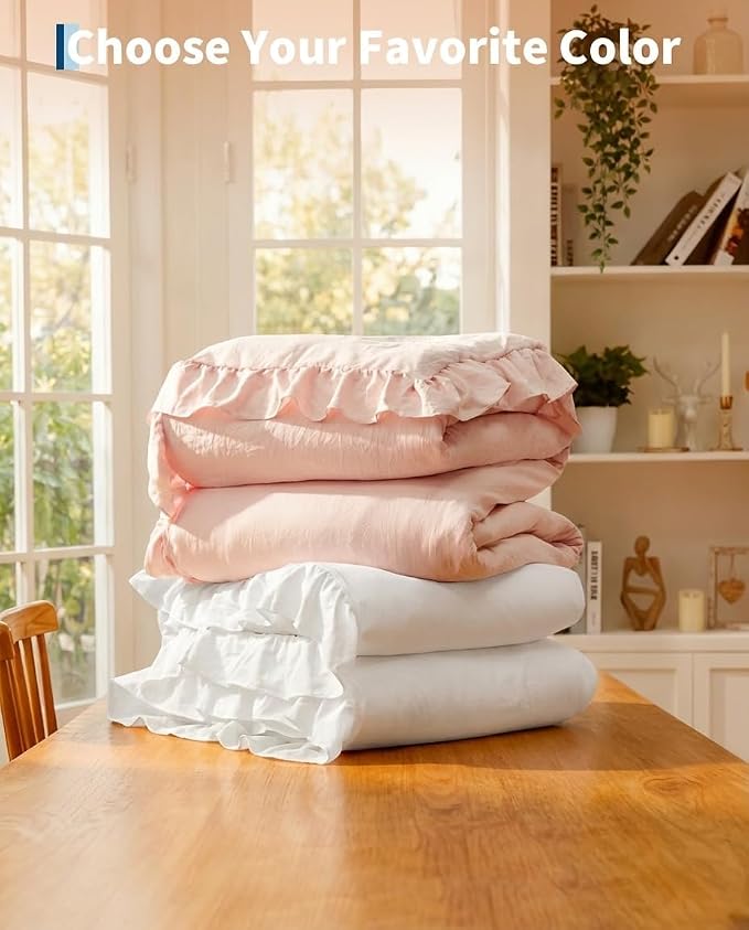 Heated Comforter Blanket with Ruffle, Wireless LCD Controller Electric Quilt - Fast Heating, Overheat Protection, ETL Certified, Machine Washable