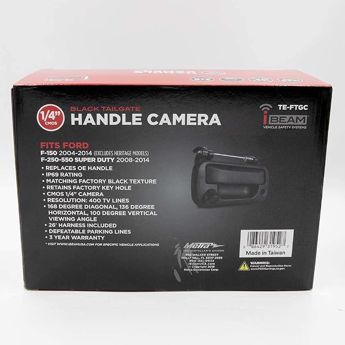 iBeam TE-FTGC Factory Replacement Tailgate Handle Camera Made for 2004-14 Ford F150/F250/F550