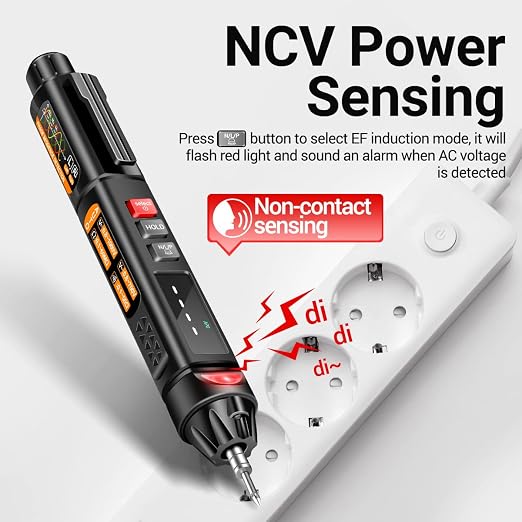 A3009 Mini Pen Multimeter with Voice Broadcast 6000 Counts Voltmeter VA Reverse LCD Display Flash NCV Tester for Vole Resistance acitance Temperature On/Off Diode Phase Sequence