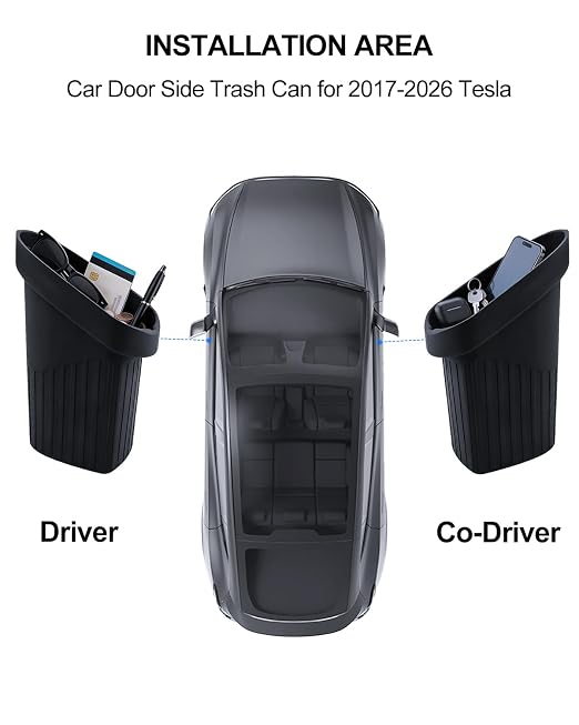 2PCS Door Trash Can for Tesla Model Y/3 2016-2026 Accessories Model Y Juniper Side Door Storage Box Organizer Model 3 Highland Built-in Car Garbage Bin Insert Storage Box