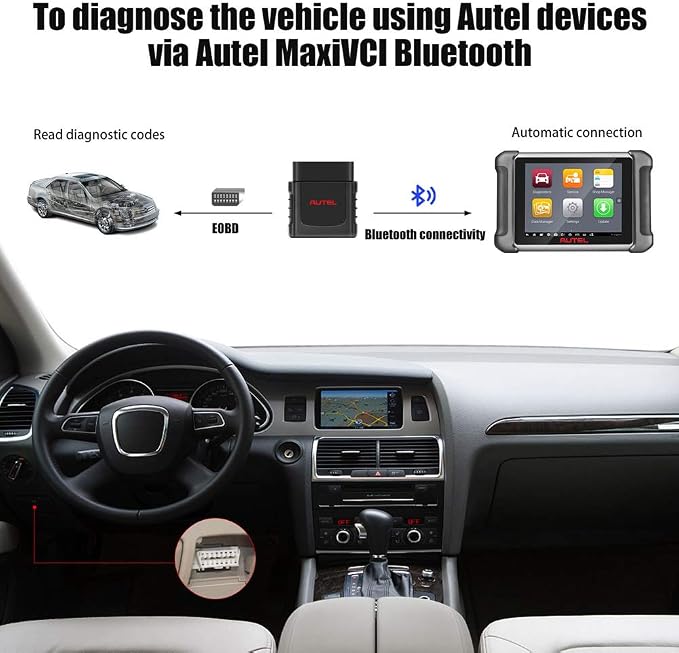 Autel MaxiSys MaxiVCI Mini Bluetooth Connector, Vehicle Communication Wireless Diagnostic Interface, Work for Autel Scanner MK808BT MK808TS MX808TS MP808TS TS608 PRO MK808Z-BT MK808K-BT MP808BT