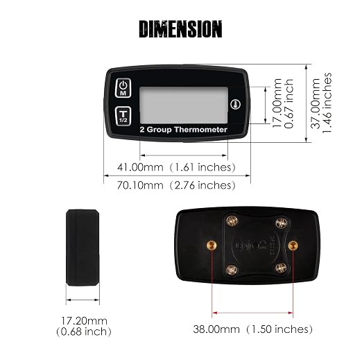 LCD Display Digital Engine Temperature Gauge Thermometer Waterproof Thermometer is Designed to Measure Engine Temperatures Such as Ships,Lawn Mowers,Snowblowers,Chainsaws,etc