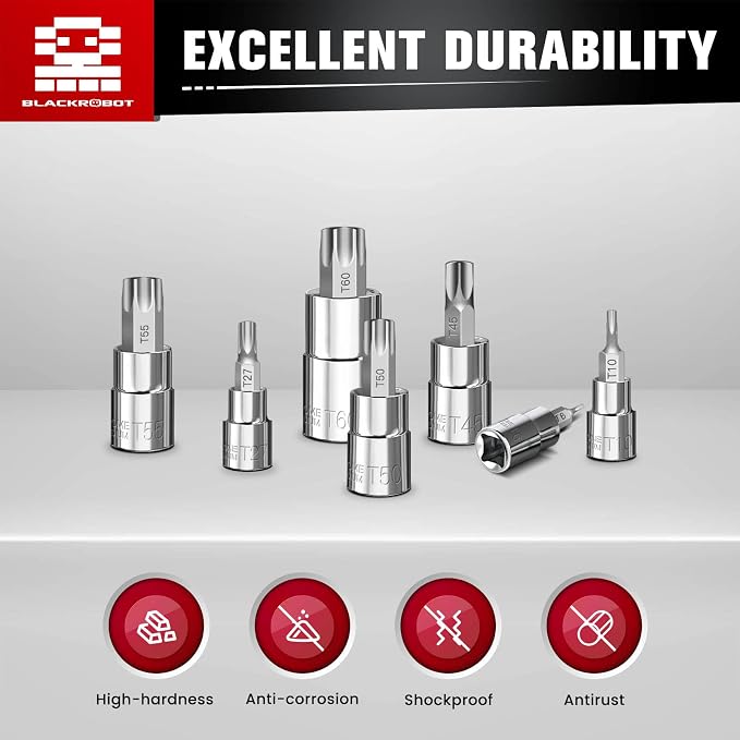 BLACKROBOT 67-Piece Master Torx Bit Socket and E-Torx Socket Set + 14-Piece Torx Bit Socket Set T6-T60