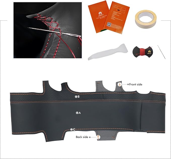 MEWANT Hand Sewn Steering Wheel Cover for Tesla Model Y Juniper Tesla Model 3 Highland 2025 DIY Steering Wheel Wrap