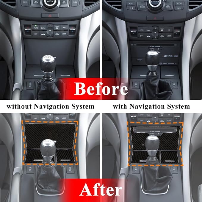 AeroBon TSX Real Carbon Fiber Interior Trim Overlay Compatible with 2009-2014 Acura TSX Sedan 2011-2014 Acura TSX Sport Wagon, 3-Piece Center Storage Panel and Cigarette Lighter Cover Trim Set
